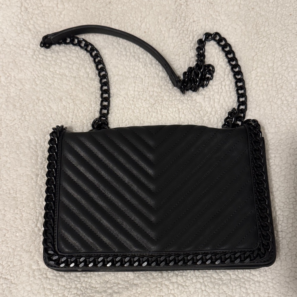 Aldo Black Quilted Crossbody Bag with Chain Strap